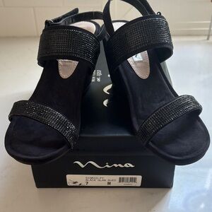 Nina Black Suede Women's Sandals
